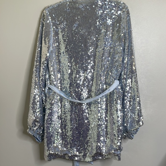 Mable Viva Las Vegas Sequin Wrap Mini Dress Light Blue Size Medium NWT - Picture 7 of 15